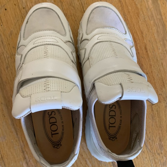 Tod’s white leather sneakers with Velcro strap, pebble chunky sole - Picture 3 of 5